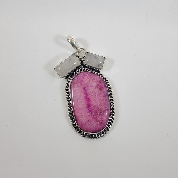 Ruby Zoisite Pendant – With Moonstone Accent + 20" Sterling Silver Chain - Picture 10 of 10